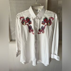 🔥RARE🔥 Women’s Vintage Kringles Christmas Button Down Collared Blouse